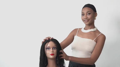 36 Inch Medium Auburn Brown Wig, Micro Braided Wigs for Black Women